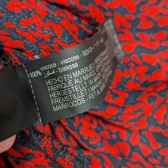 ZARA Ruffled Animal Print Dress Red Black Ruffle Womens Medium Mini Blogger Fav - Picture 5 of 6